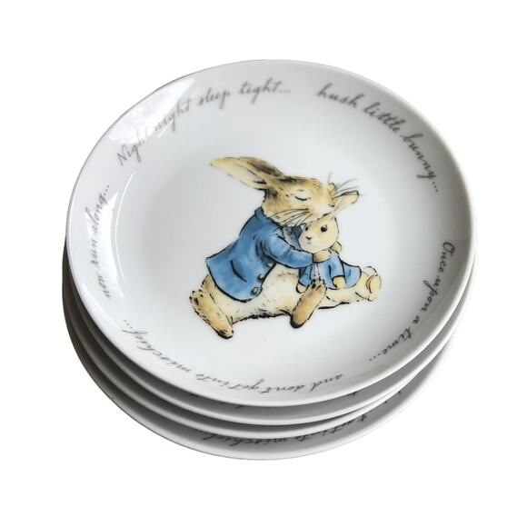 Beatrix Potter PETER RABBIT Easter Bunny Porcelain Appetizer Plates (4) New - Picture 4 of 11